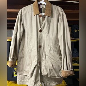 J.Crew Oarsman Chore Jacket XS Tan Plaid Flannel Lined Corduroy Collar 80/90’s